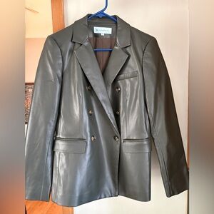 Tuckernuck rich dark olive faux leather blazer, Large NWOT